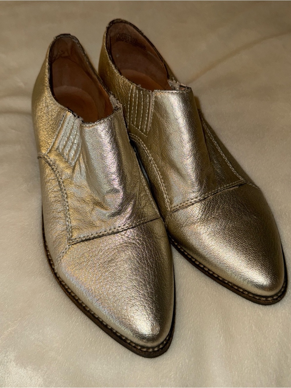 Nicole Metallic Gold Slip-On Oxfords
